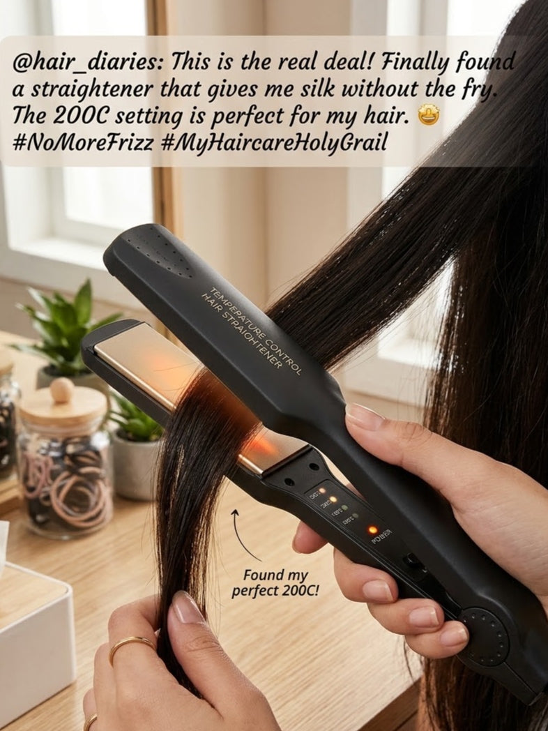 KM 329 Professional Cermaic Plate Hair Straightener ON & OFF Switch with Temperature Control Button for MEN & WOMEN (Black