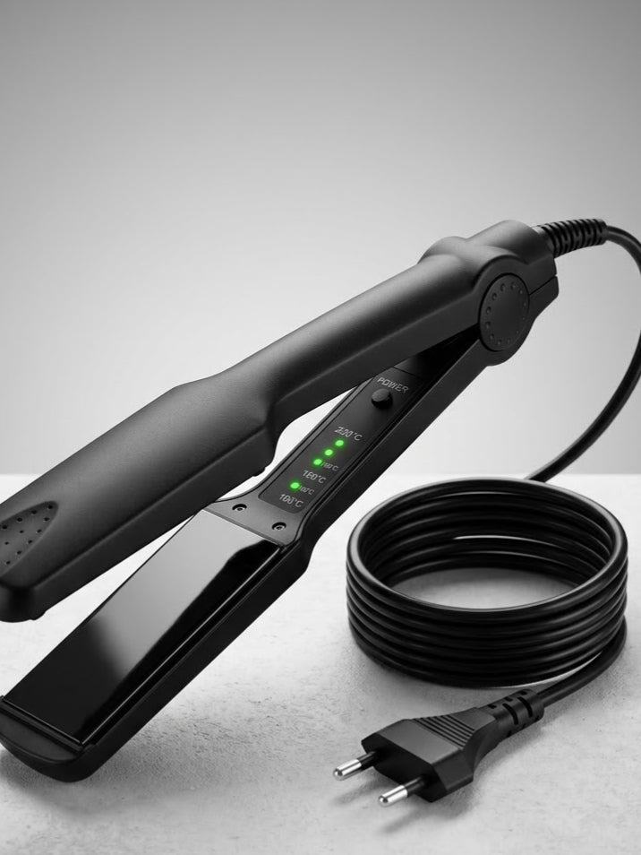 KM 329 Professional Cermaic Plate Hair Straightener ON &amp; OFF Switch with Temperature Control Button for MEN &amp; WOMEN (Black