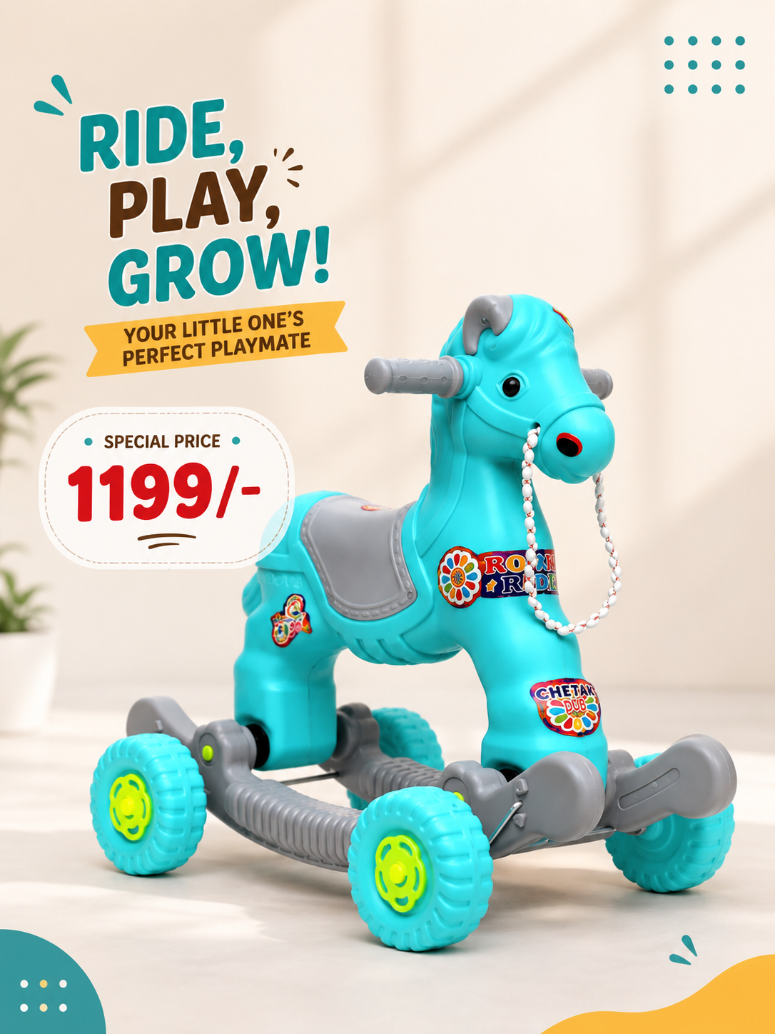 Kids Horse Rider Rocker Toys 1--3yrs / 2 in 1 Baby Horse Rider with Rocker / Horse Rider for Kids